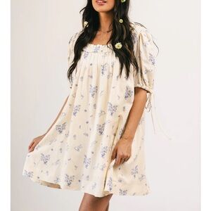Zoco Clara Bunnies Floral Cream Mini Dress
